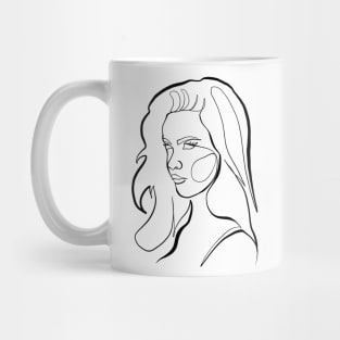 Woman Face Line Art Mug